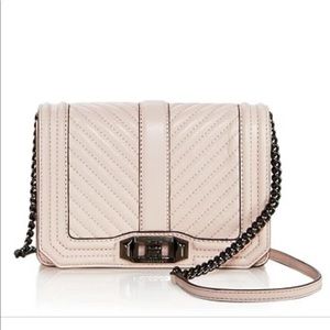 Chevron Quilted Small Love Crossbody- soft blush